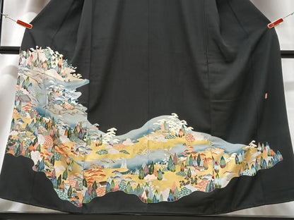 平和屋着物■豪華黒留袖 風景文 正絹 逸品 CABD6883xe