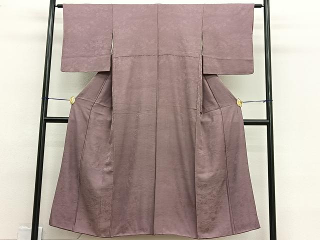 平和屋着物■上質な色無地 流水草花地紋 宗伝唐茶色 正絹 逸品 BAAW4852hv