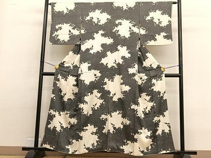 平和屋着物■上質な小紋　草花シルエット　正絹　逸品　BAAW4844hv