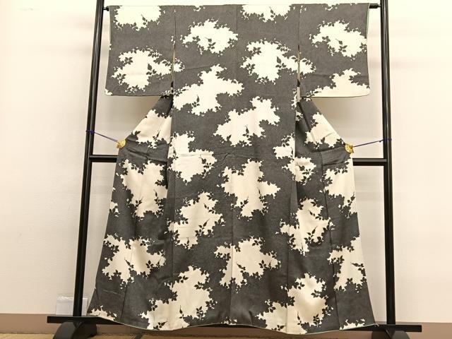 平和屋着物■上質な小紋　草花シルエット　正絹　逸品　BAAW4844hv