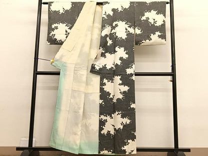平和屋着物■上質な小紋　草花シルエット　正絹　逸品　BAAW4844hv