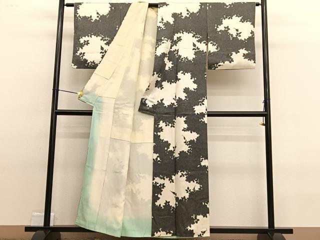 平和屋着物■上質な小紋　草花シルエット　正絹　逸品　BAAW4844hv