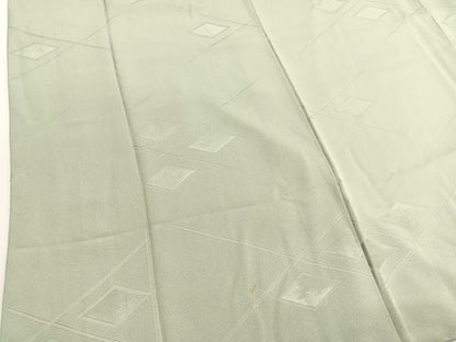 平和屋着物■上質な色無地　菱地紋　裏葉柳色　正絹　逸品　BAAW4853hv