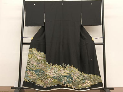 平和屋着物■豪華黒留袖　友禅　作家物　浜松風景文　正絹　逸品　BAAW4921hv