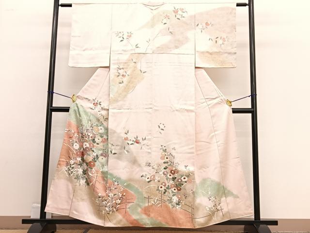 平和屋着物■訪問着 扇面花文 暈し染め 金彩 正絹 逸品 BAAW4909hv
