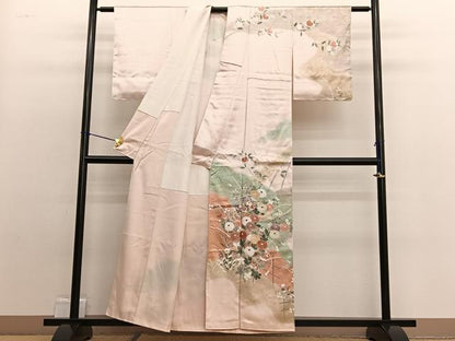 平和屋着物■訪問着 扇面花文 暈し染め 金彩 正絹 逸品 BAAW4909hv