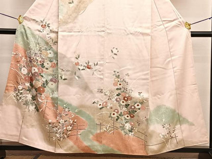 平和屋着物■訪問着 扇面花文 暈し染め 金彩 正絹 逸品 BAAW4909hv