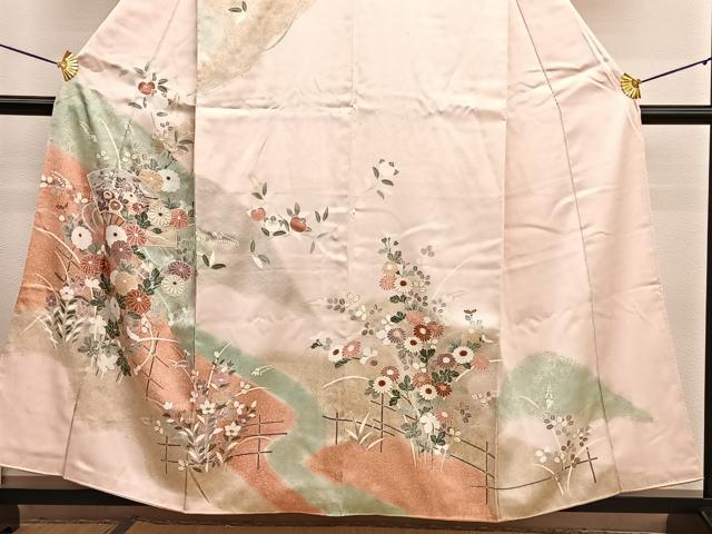 平和屋着物■訪問着 扇面花文 暈し染め 金彩 正絹 逸品 BAAW4909hv