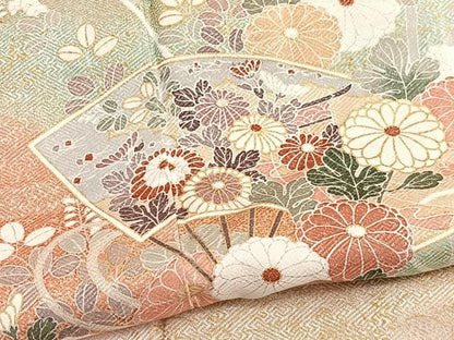平和屋着物■訪問着 扇面花文 暈し染め 金彩 正絹 逸品 BAAW4909hv