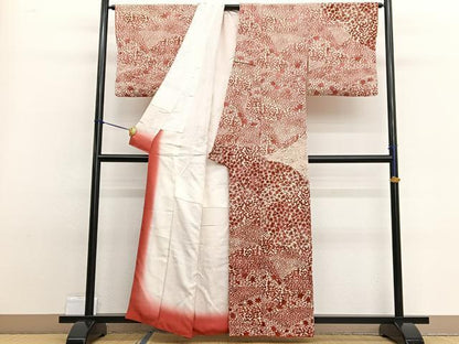 平和屋着物■訪問着　型染め　草花文　正絹　逸品　BAAW4958hv