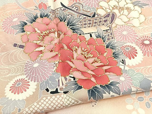 平和屋着物■訪問着　御所車花文　暈し染め　金彩　正絹　逸品　BAAW4968hv