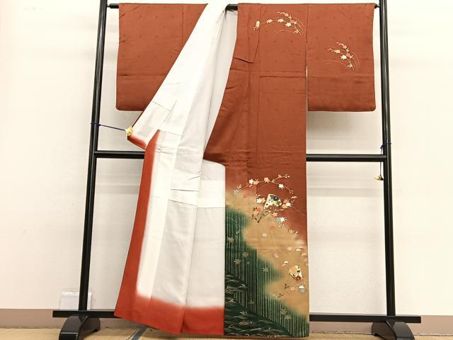 平和屋着物■訪問着　扇面花文　暈し染め　金彩　正絹　逸品　BAAW4953hv