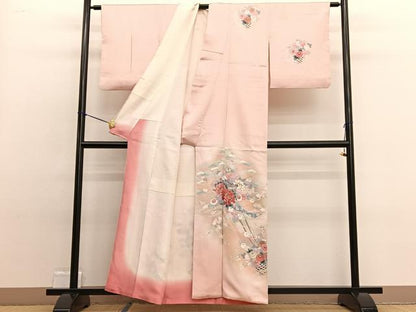 平和屋着物■訪問着　御所車花文　暈し染め　金彩　正絹　逸品　BAAW4968hv