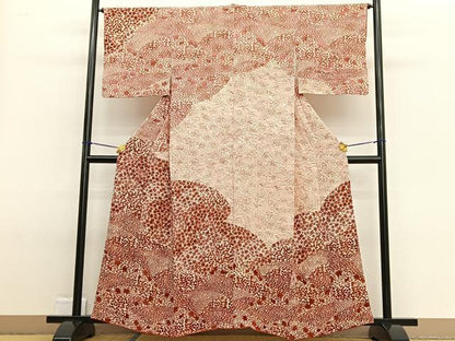 平和屋着物■訪問着　型染め　草花文　正絹　逸品　BAAW4958hv