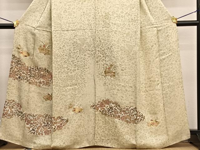 平和屋着物■訪問着 絞り 刺繍 地紙花文 金彩 暈し染め 正絹 逸品 BAAW4992hv