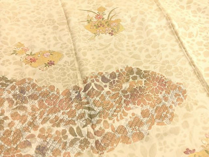 平和屋着物■訪問着 絞り 刺繍 地紙花文 金彩 暈し染め 正絹 逸品 BAAW4992hv