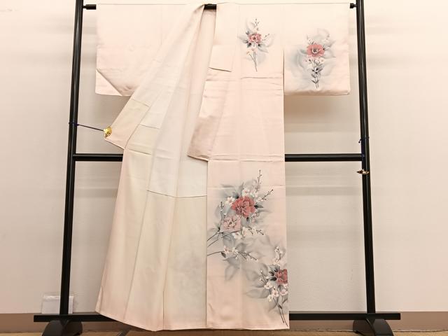 平和屋着物■訪問着　手描き　草花文　暈し染め　正絹　逸品　BAAW4989hv