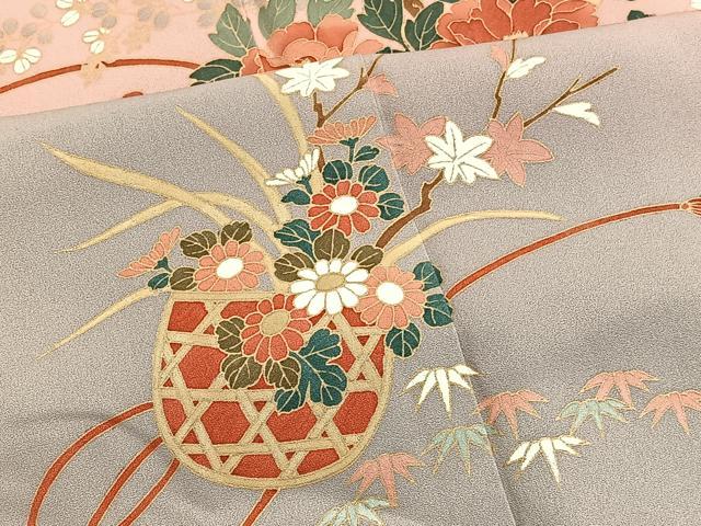 平和屋着物■訪問着　花籠文　暈し染め　金彩　正絹　逸品　BAAW4985hv