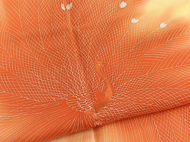 平和屋着物■訪問着　刺繍　孔雀　暈し染め　正絹　逸品　BAAW4993hv