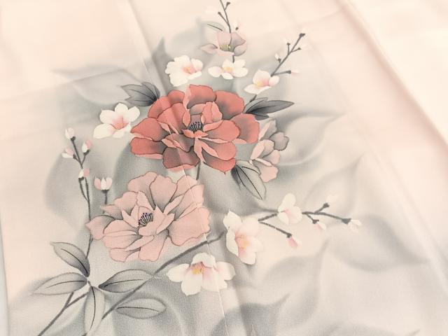 平和屋着物■訪問着　手描き　草花文　暈し染め　正絹　逸品　BAAW4989hv