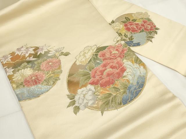 平和屋着物◎九寸名古屋帯　草花丸文　金銀糸　正絹　逸品　AABF8079wj