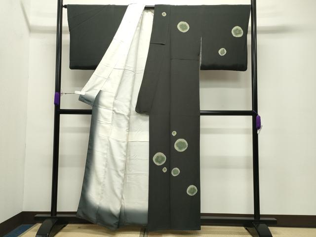 平和屋着物●訪問着　花丸文　黒地　金彩　鬼しぼ縮緬　正絹　逸品　CABC8379gh