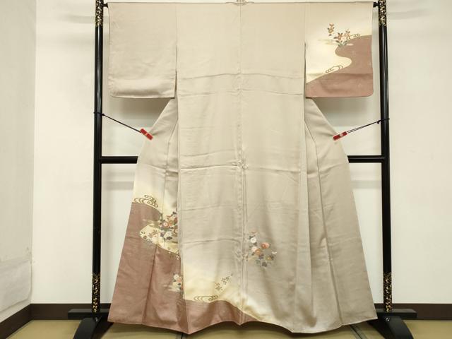 平和屋着物■訪問着 草花文 暈し染め 金彩 反端付き 正絹 逸品 DABD2583cd