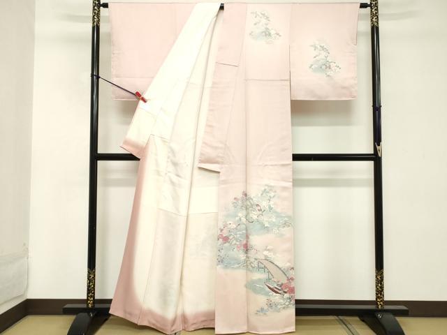 平和屋着物■訪問着 流水花鳥文 暈し染め 正絹 逸品 DABD2593cd
