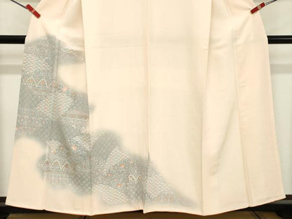 平和屋着物■訪問着 刺繍 吉祥花文 暈し染め 金彩 やまと誂製 正絹 逸品 DABD2584cd