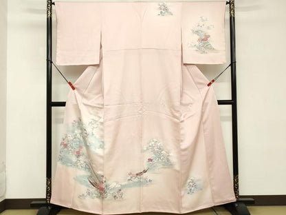 平和屋着物■訪問着 流水花鳥文 暈し染め 正絹 逸品 DABD2593cd