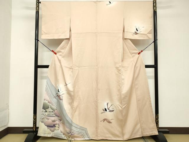 平和屋着物■訪問着 飛鶴風景文 暈し染め 正絹 逸品 DABD2597cd