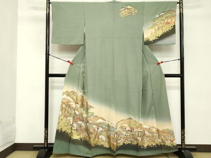 平和屋着物■訪問着 風景文 暈し染め 金彩 正絹 逸品 DABD2590cd