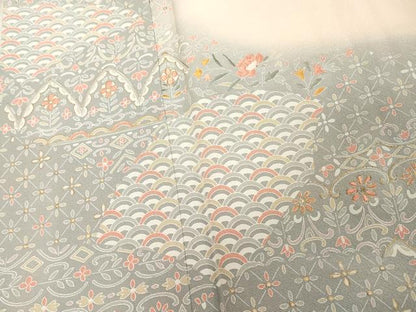 平和屋着物■訪問着 刺繍 吉祥花文 暈し染め 金彩 やまと誂製 正絹 逸品 DABD2584cd