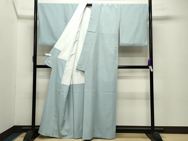 平和屋着物●洗える最高級着物　＜英＞はなぶさ謹製　色無地　水色　たとう紙付き　CABC8366gh