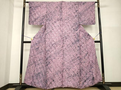平和屋着物●上質な小紋　杢目絞り　正絹　逸品　AABG6936ck