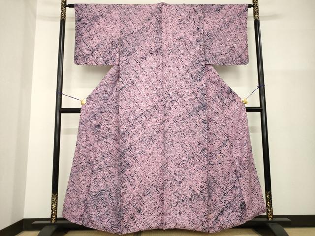 平和屋着物●上質な小紋　杢目絞り　正絹　逸品　AABG6936ck