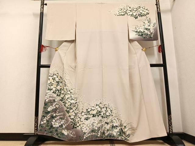平和屋着物●訪問着　草花文　暈し染め　正絹　逸品　AABG7304ph