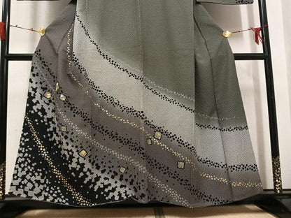 平和屋着物●訪問着　駒刺繍　箔散らし　暈し染め　金銀彩　正絹　逸品　AABG7323ph