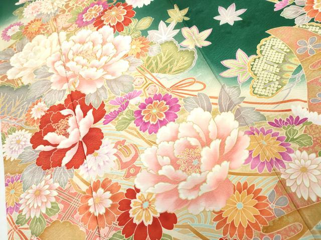 平和屋着物●訪問着　蔓帯花松文　暈し染め　正絹　逸品　AABG6711cs
