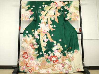 平和屋着物●訪問着　蔓帯花松文　暈し染め　正絹　逸品　AABG6711cs
