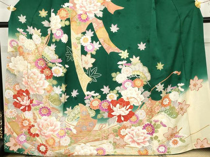 平和屋着物●訪問着　蔓帯花松文　暈し染め　正絹　逸品　AABG6711cs