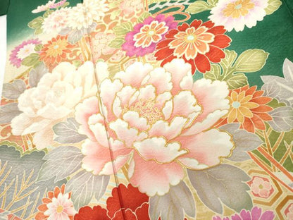 平和屋着物●訪問着　蔓帯花松文　暈し染め　正絹　逸品　AABG6711cs