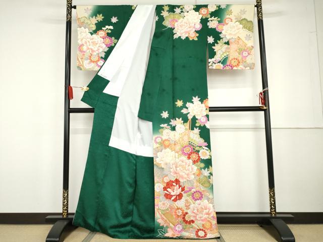 平和屋着物●訪問着　蔓帯花松文　暈し染め　正絹　逸品　AABG6711cs