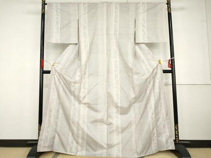 平和屋着物●本場大島紬　白大島　カタス9マルキ　枝花間道　正絹　逸品　未使用　AABG6712cs