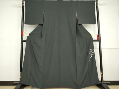 平和屋着物●本加賀友禅作家　藤村建雄　色無地　藍鉄色　正絹　逸品　AABG6707cs