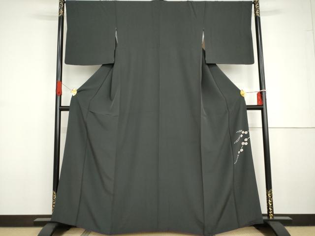 平和屋着物●本加賀友禅作家　藤村建雄　色無地　藍鉄色　正絹　逸品　AABG6707cs