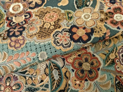 平和屋着物●訪問着　中国三大刺繍　汕頭刺繍　スワトウ刺繍　相良刺繍　雪輪枝花文　金糸　鬼しぼ縮緬　正絹　逸品　AABG6708cs