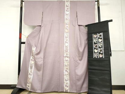 平和屋着物●訪問着・袋帯セット　判じ物　斧琴菊　金彩　正絹　逸品　AABG6719cs