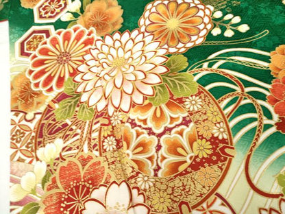 平和屋着物●豪華振袖　駒刺繍　花鼓檜扇吉祥文　金彩　正絹　逸品　AABG6716cs