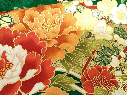 平和屋着物●豪華振袖　駒刺繍　花鼓檜扇吉祥文　金彩　正絹　逸品　AABG6716cs